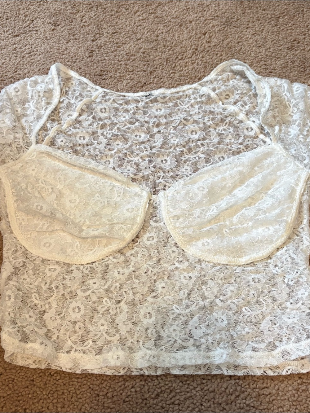 White Lace Sheer Crop Top